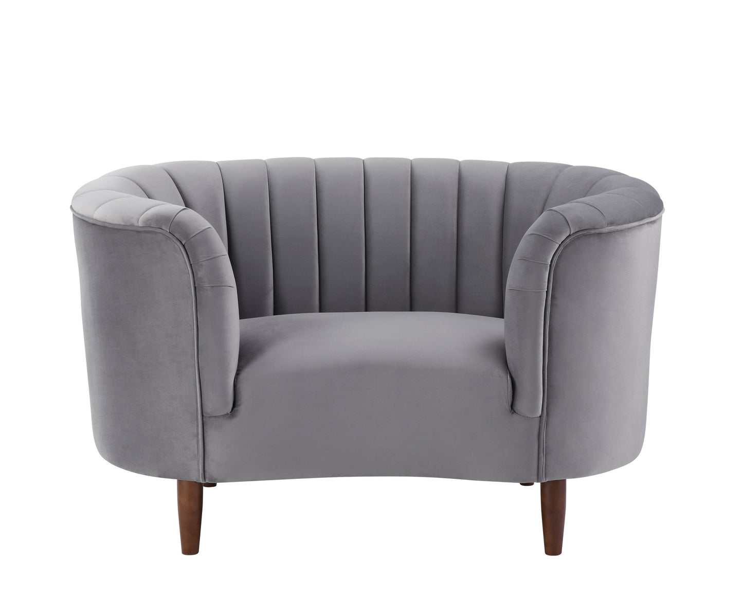 52" Gray and Black Velvet Striped Arm Chair