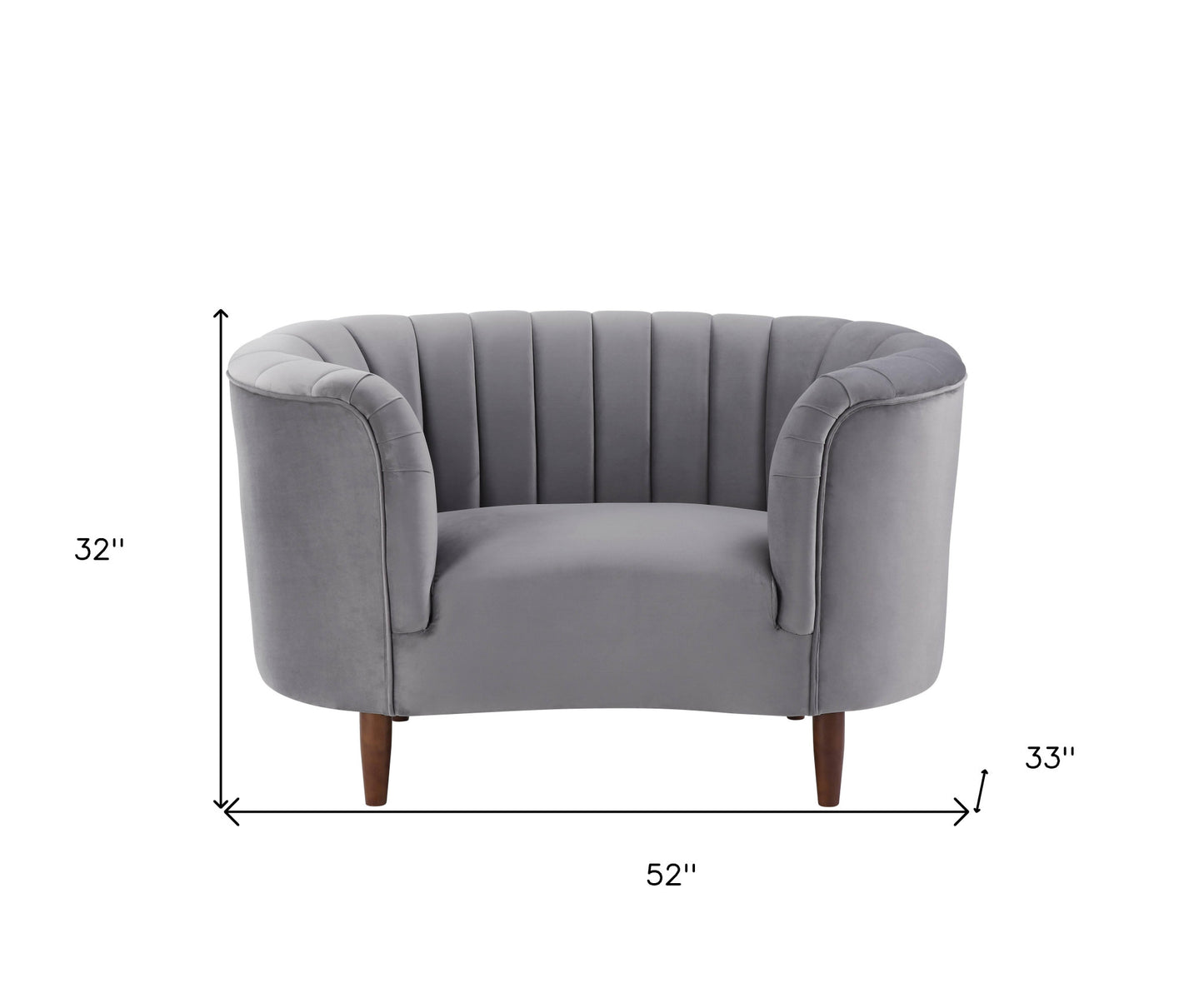 52" Gray and Black Velvet Striped Arm Chair