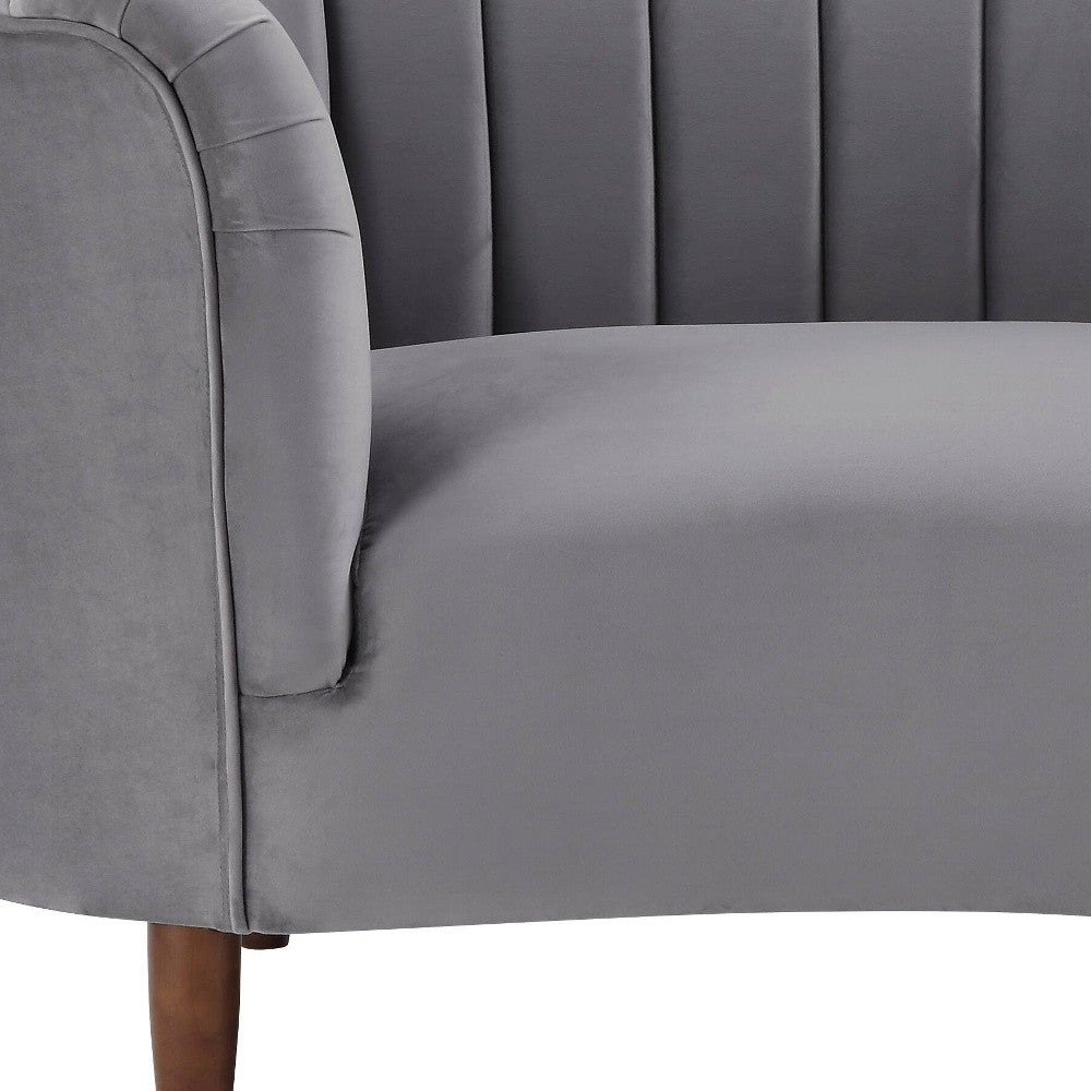 52" Gray and Black Velvet Striped Arm Chair