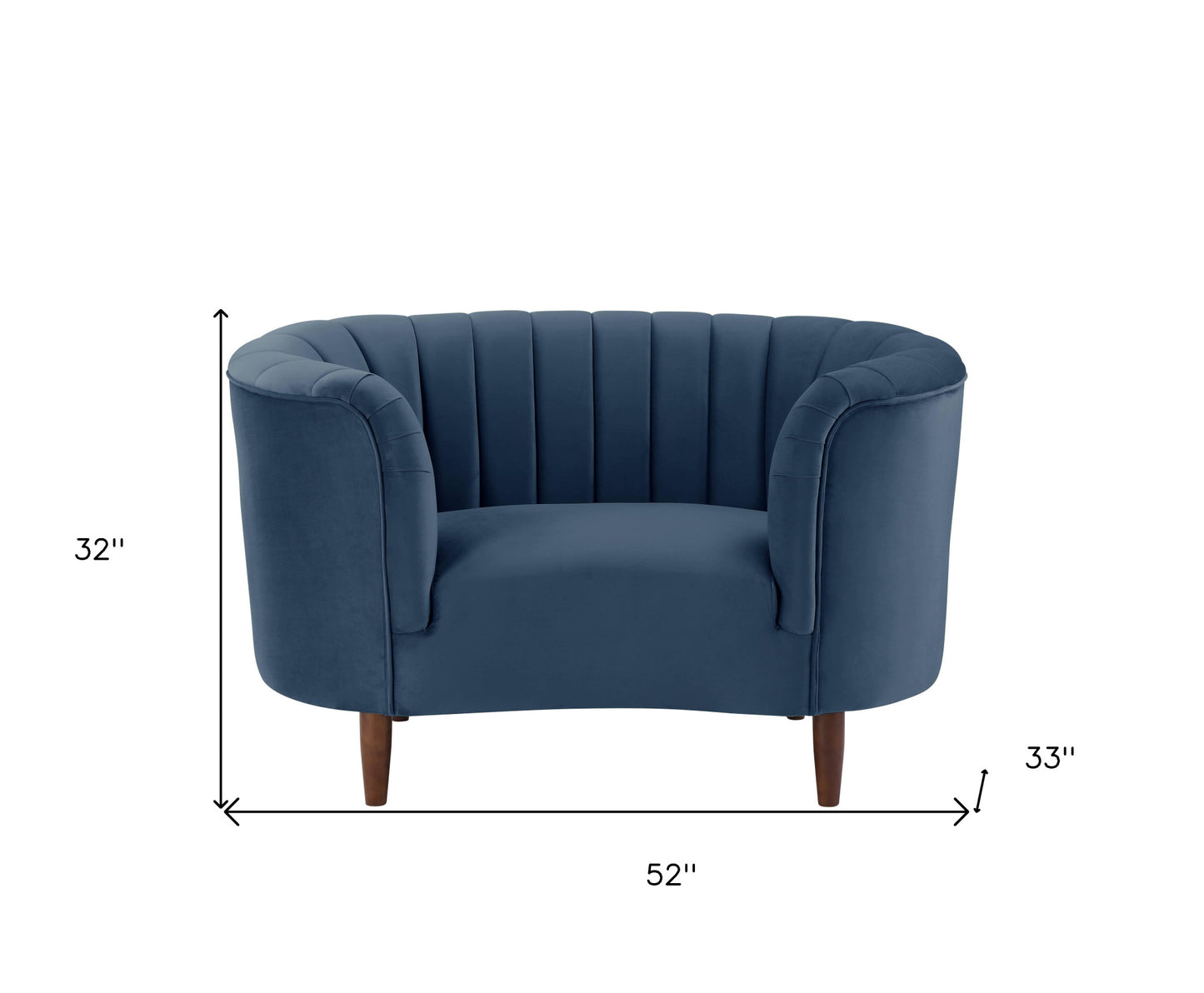 52" Blue and Black Velvet Striped Arm Chair