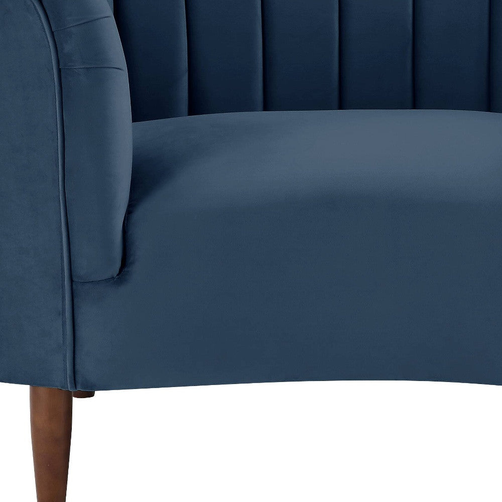 52" Blue and Black Velvet Striped Arm Chair