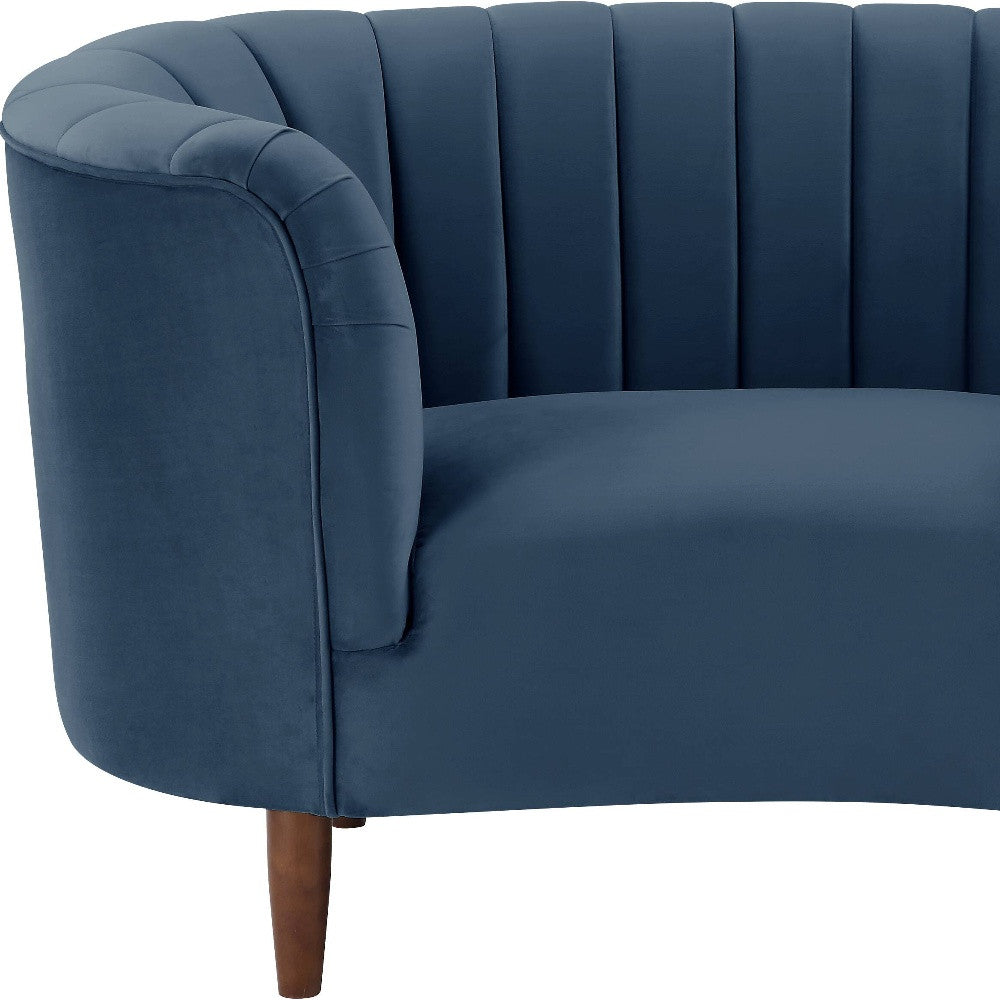 52" Blue and Black Velvet Striped Arm Chair