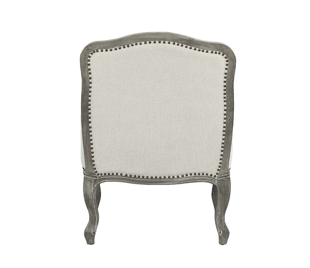 29" Cream and Brown Linen Arm Chair And Toss Pillow