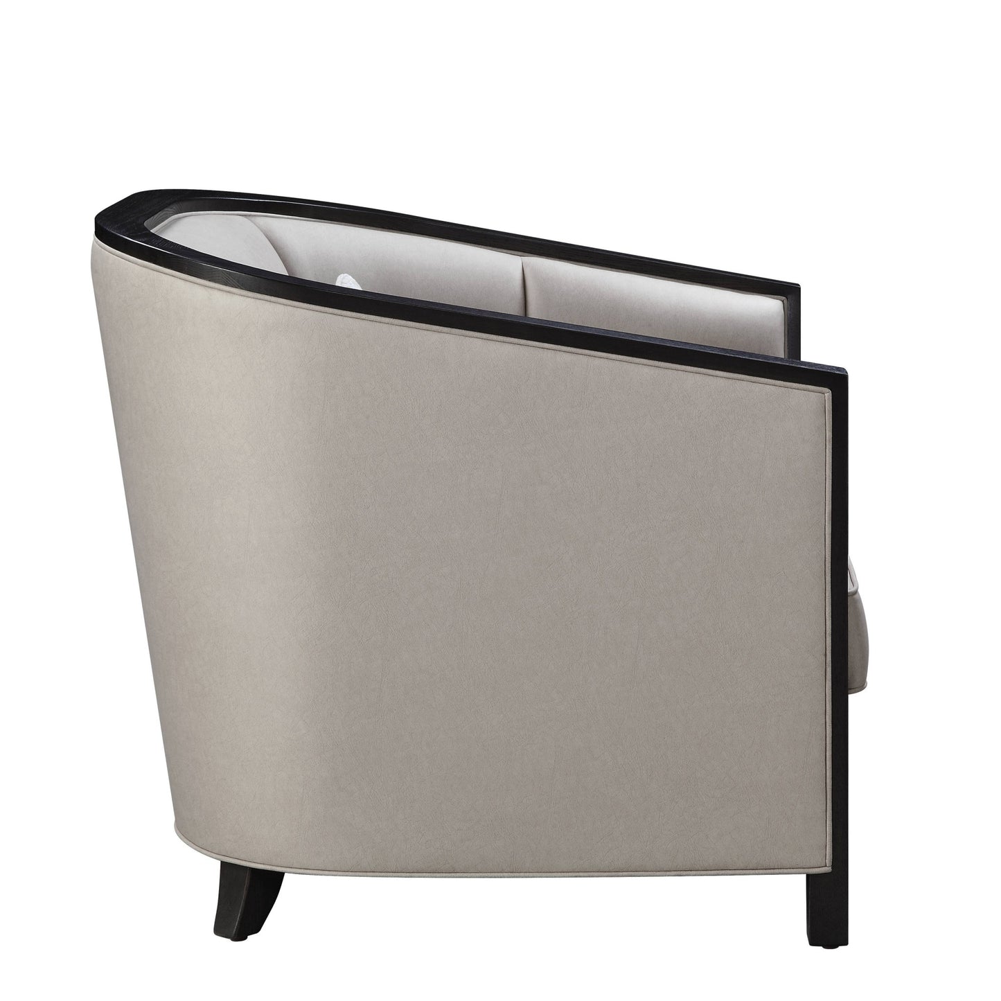 38" Beige and Black Fabric Barrel Chair And Toss Pillow