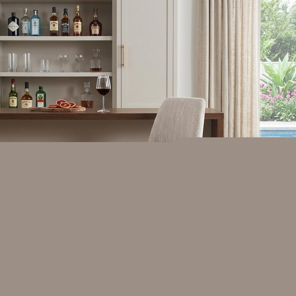 Beige and Brown Solid Wood Bar Height Swivel Bar Chair