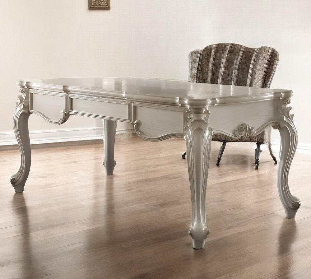 72" White Wood Executive Desk With Three Drawers