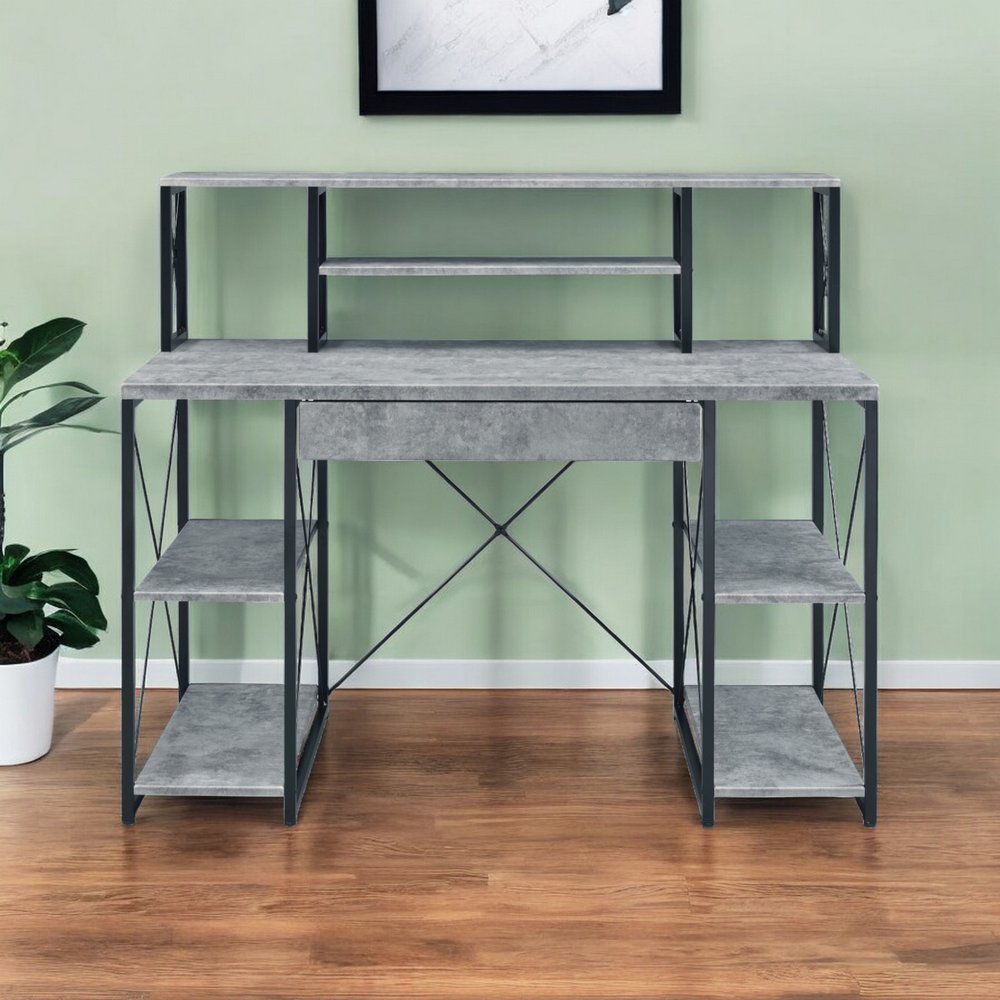 47" Gray and Black Computer Desk
