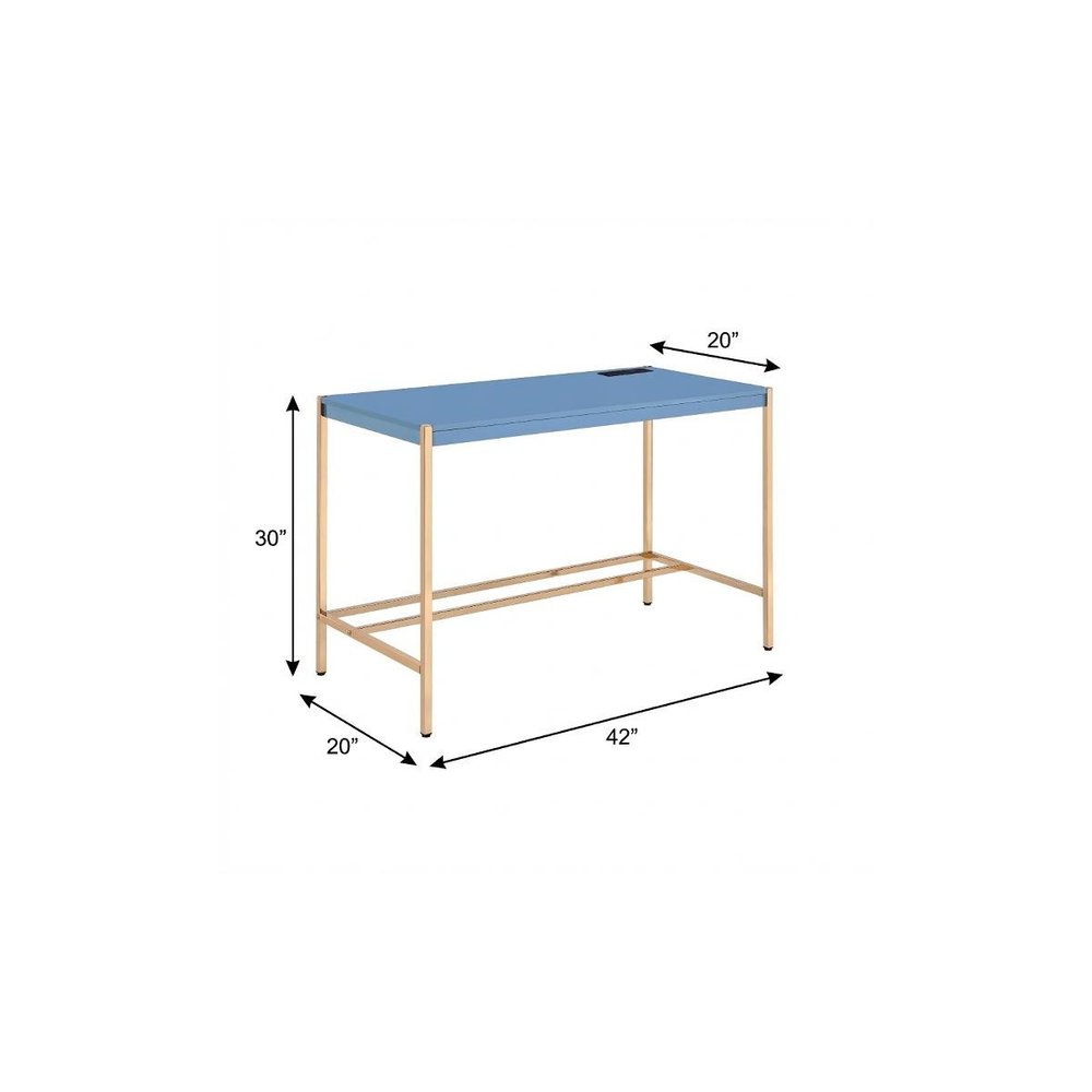 42" Navy Blue and Gold Writing Desk