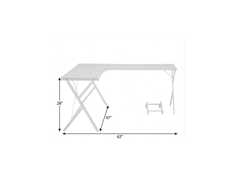 62" White L Shape Computer Desk