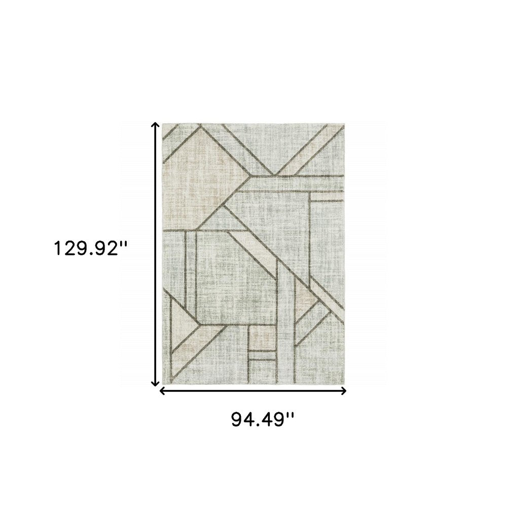 8' X 11' Gray And Ivory Geometric Power Loom Area Rug