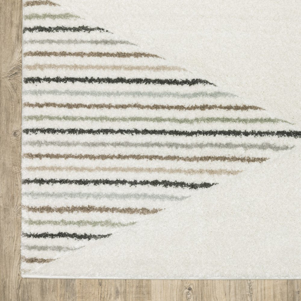 8' X 11' Beige Black And Green Geometric Area Rug