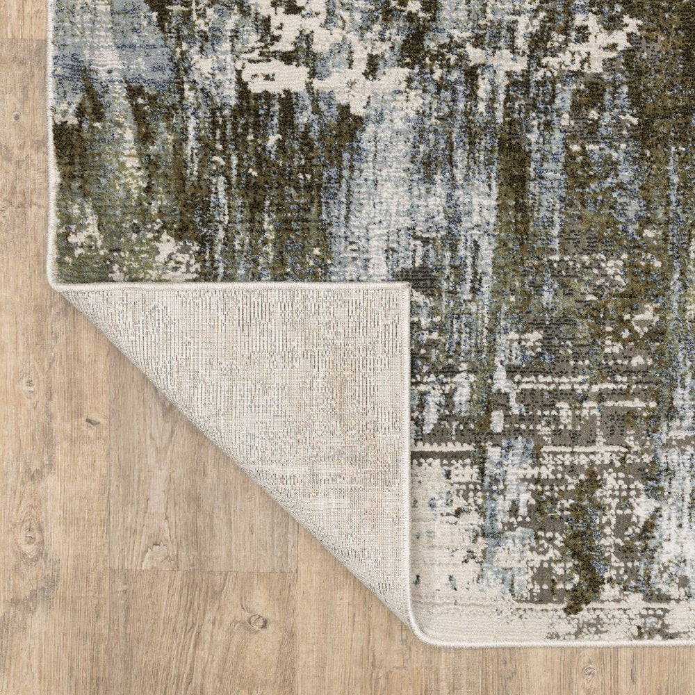 8' X 11' Green And Blue Abstract Area Rug