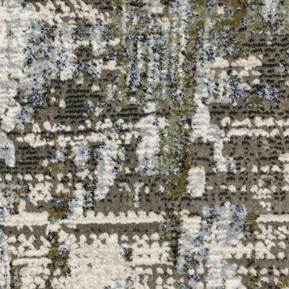8' X 11' Green And Blue Abstract Area Rug