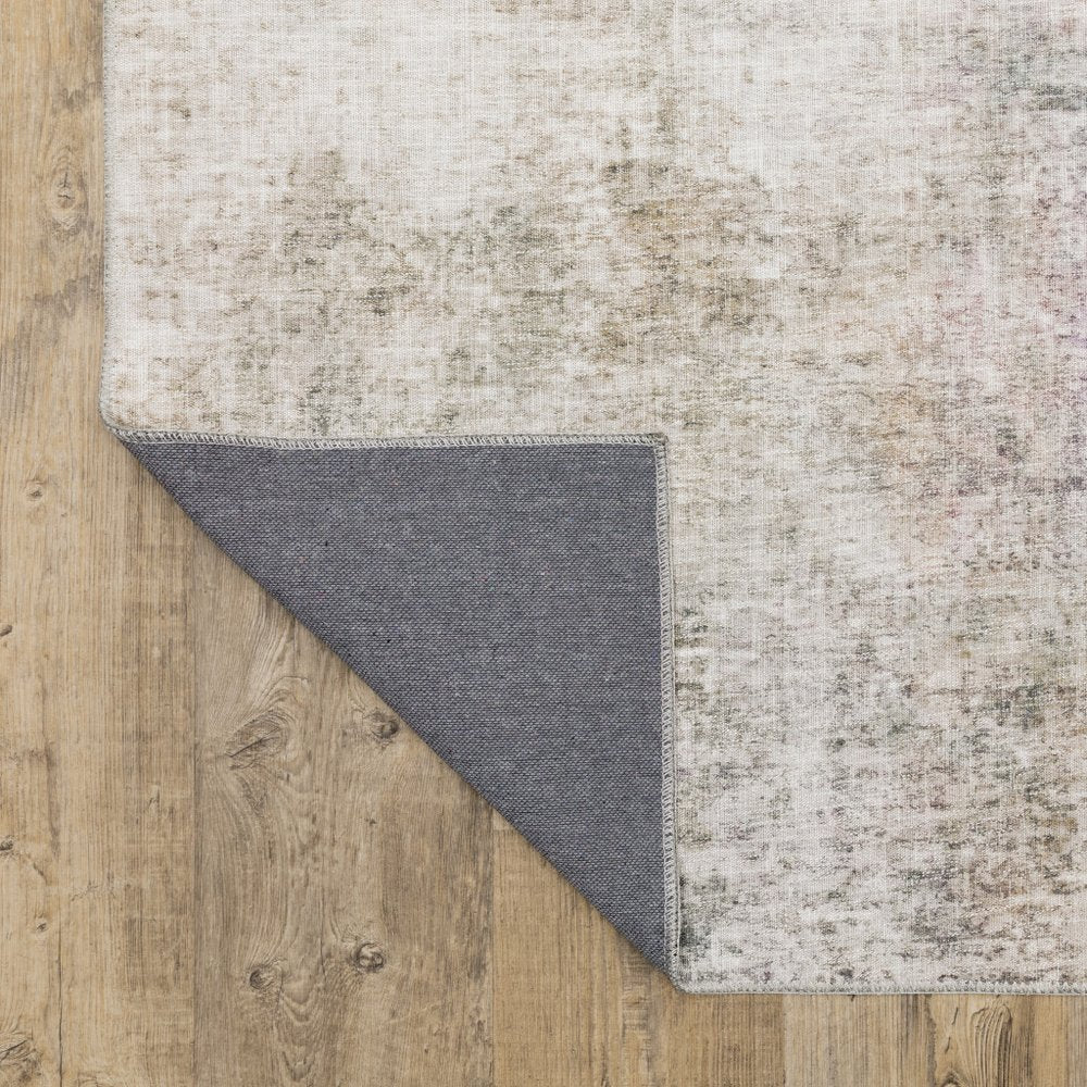 9' X 12' Blue And Beige Abstract Distressed Area Rug