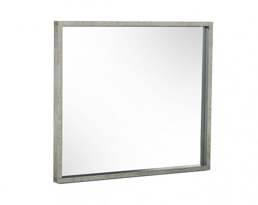 34" Gray Faux Concrete Framed Accent Mirror