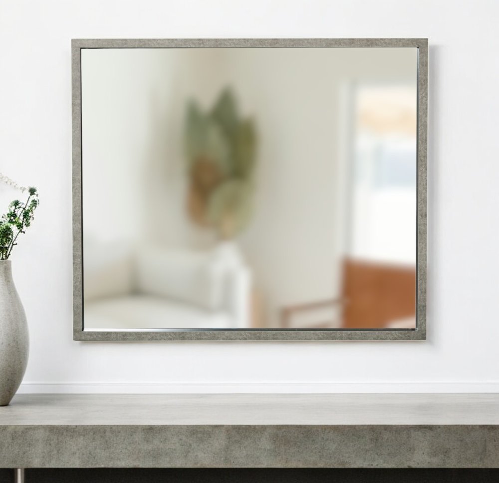34" Gray Faux Concrete Framed Accent Mirror