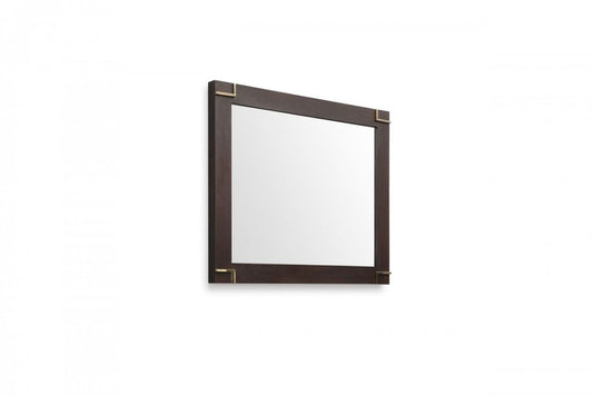 33" Brown and Gold Wood Framed Accent Mirror