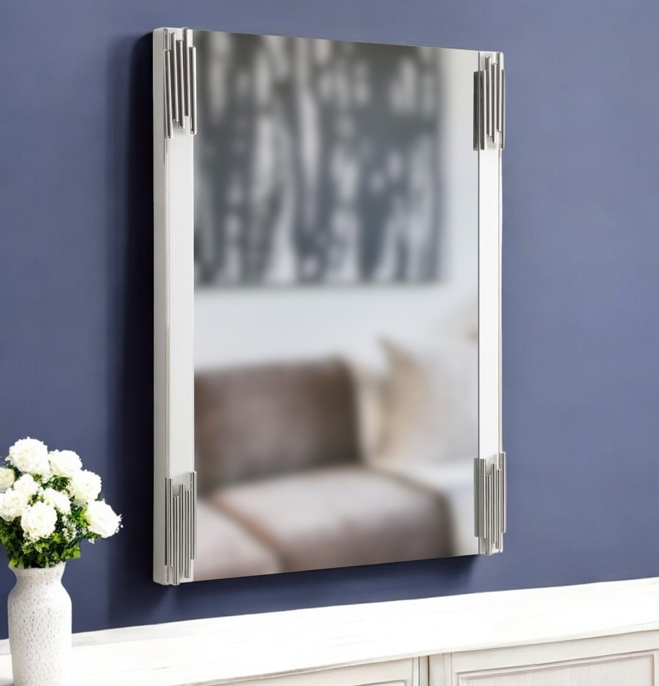 43" White Steel Framed Accent Mirror