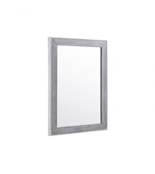 40" Gray and Silver Wood and Metal Framed Accent Mirror