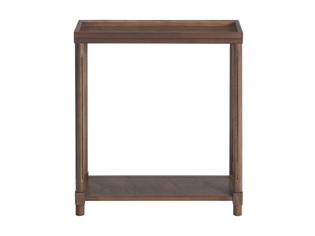 Set Of Two 24" Brown Wood Rectangular End Tables With Shelf