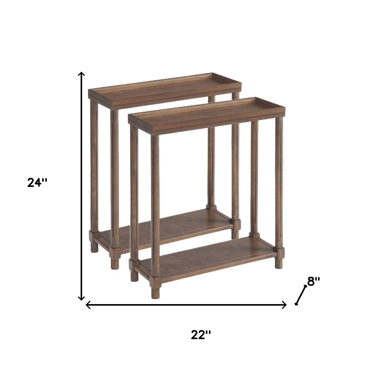 Set Of Two 24" Brown Wood Rectangular End Tables With Shelf