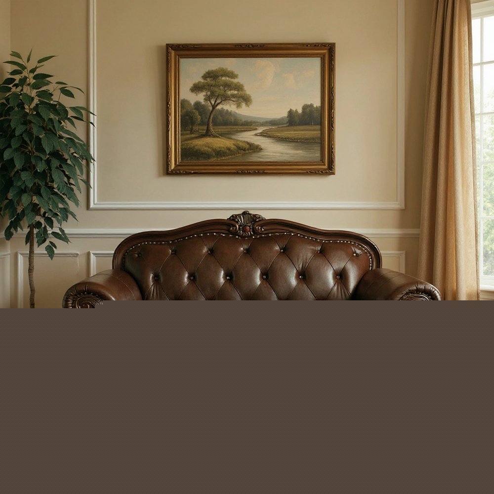 70" Espresso Faux Leather And Black Nailhead Love Seat