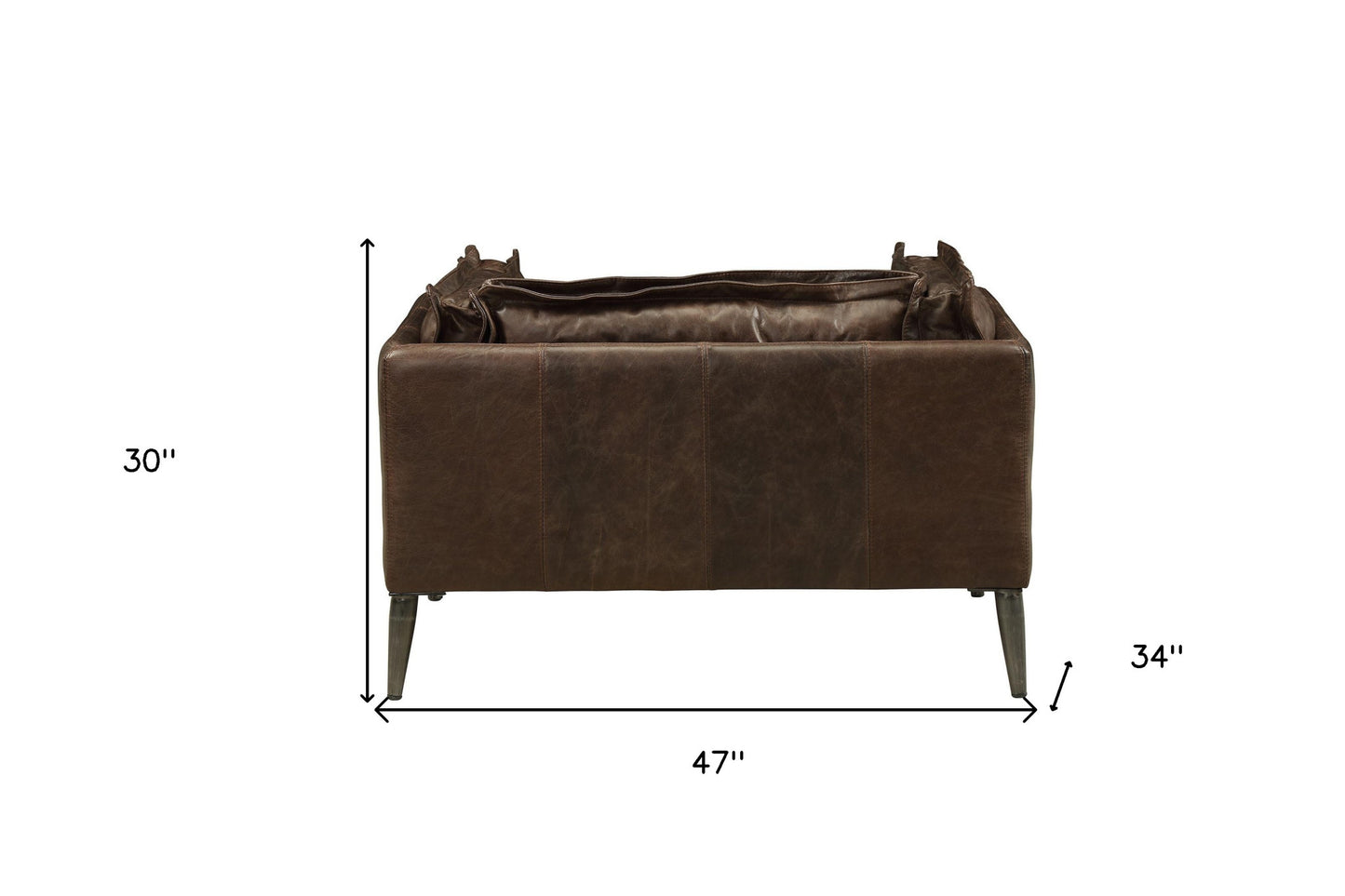 47" Brown and Black Top Grain Leather Chair and a Half