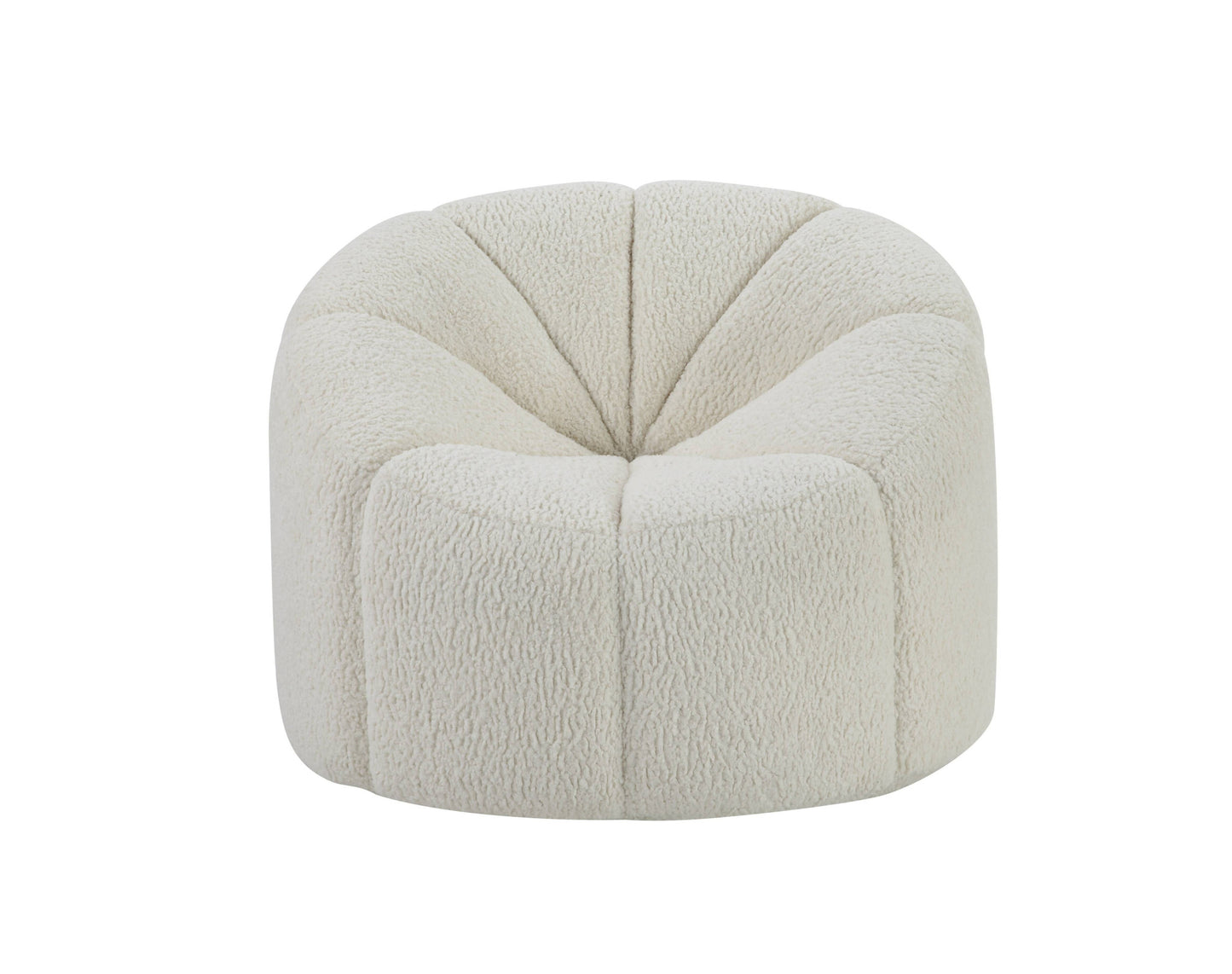 38" White and Black Sherpa Swivel Barrel Chair