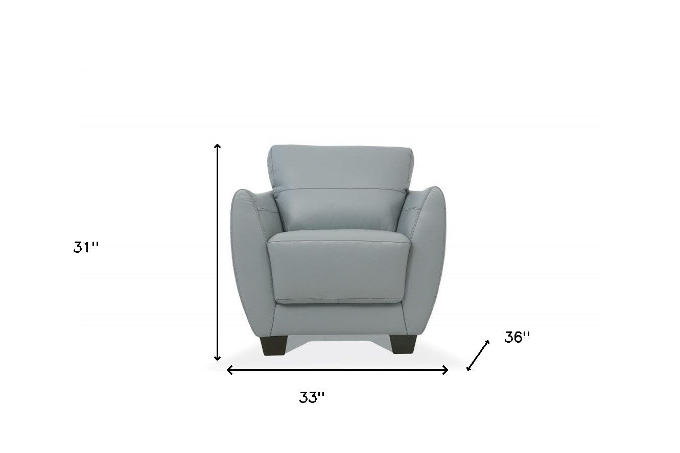 33" Gray and Black Genuine Leather Arm Chair