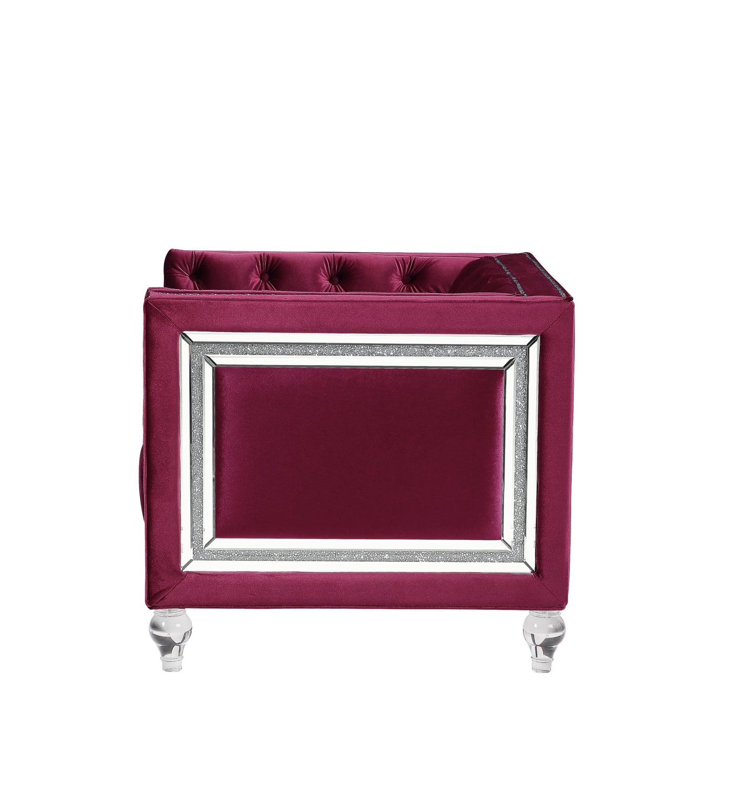 40" Burgundy and Black Velvet Tufted Arm Chair