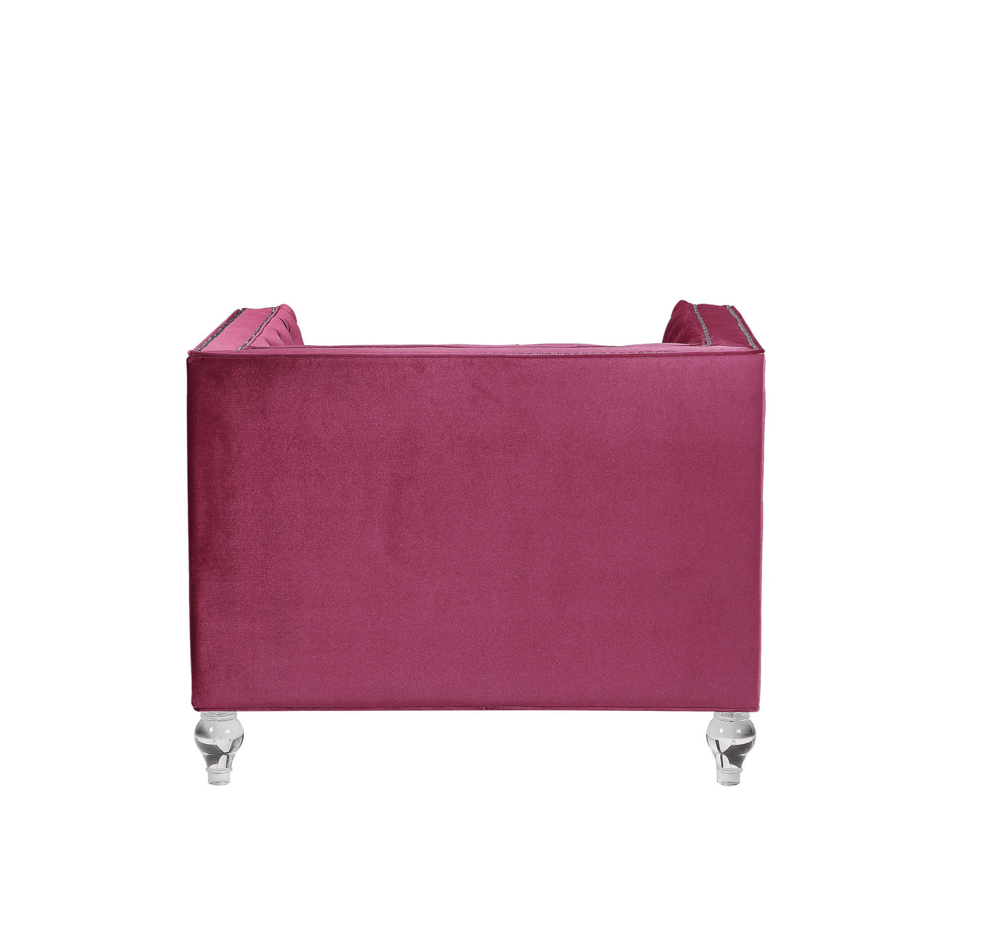 40" Burgundy and Black Velvet Tufted Arm Chair
