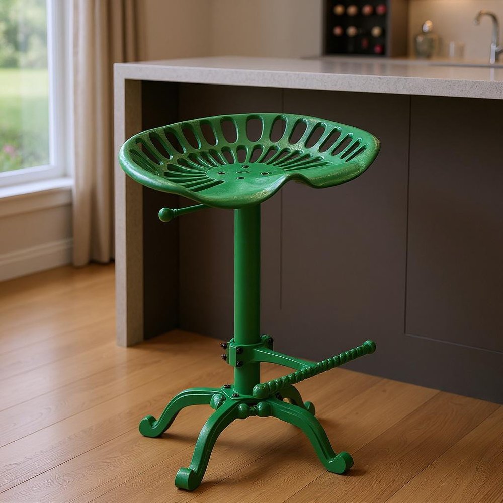 23" Green Iron Backless Adjustable Height Bar Chair