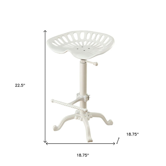 White Iron Backless Adjustable Height Bar Chair