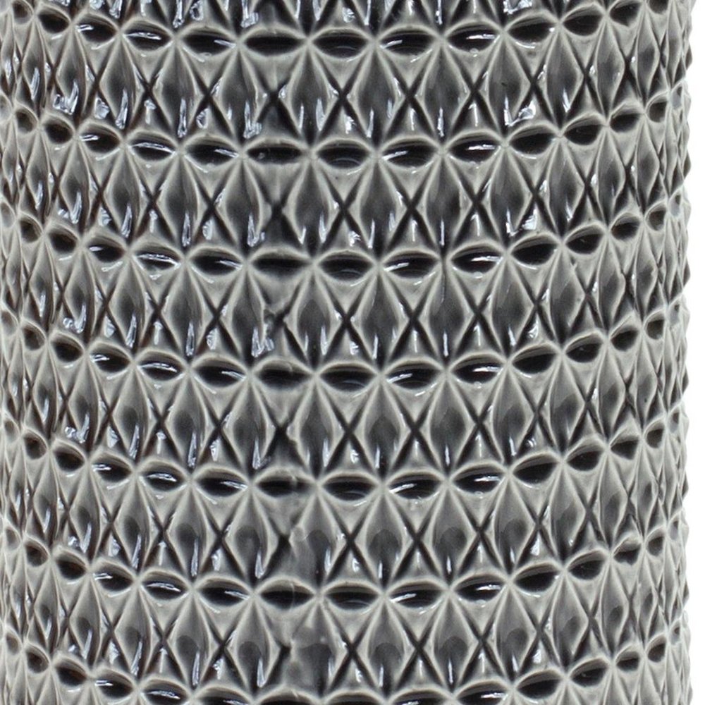 15" Gray Geometric Cylinder Terracotta Table Vase