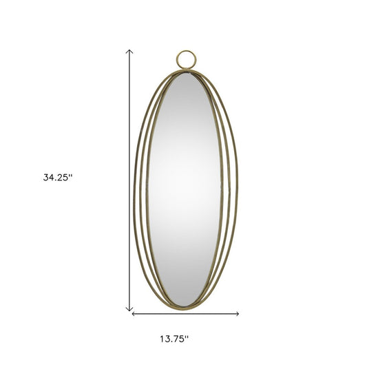 34" Gold Oval Metal Framed Accent Mirror