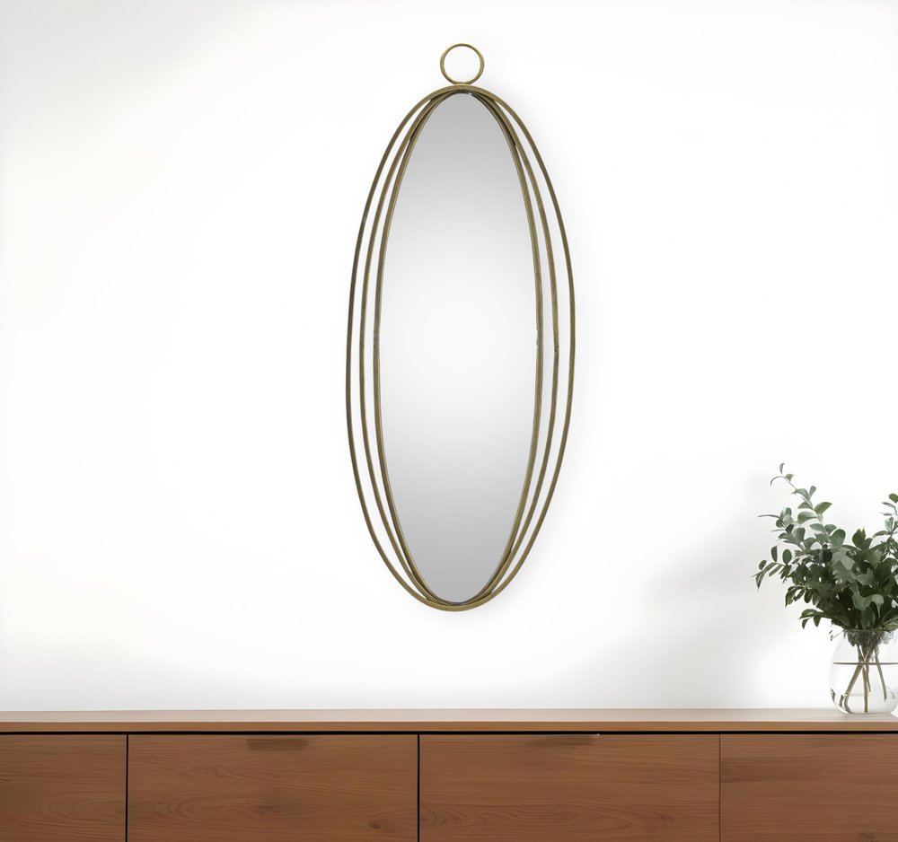 34" Gold Oval Metal Framed Accent Mirror