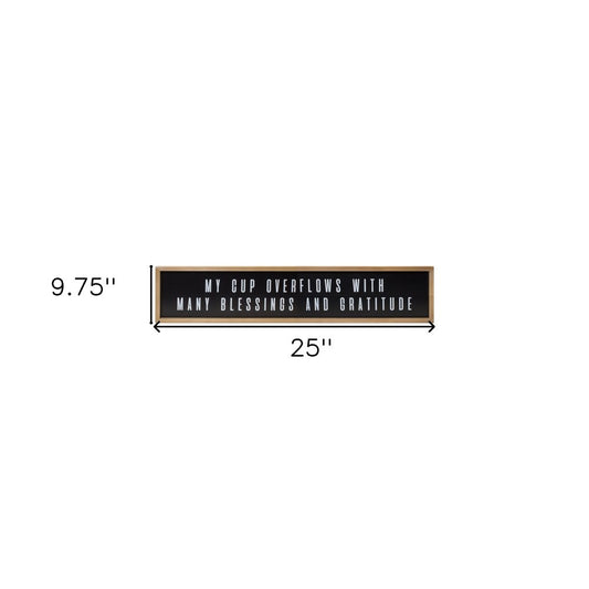 10" X 25" Natural Black And White Sentiment Plaque Wood Wall Decor