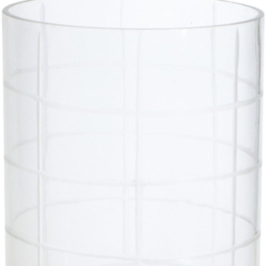 12" Silver And Clear Geometric Iron And Glass Tabletop Hurricane Candle Holder