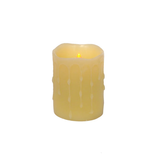 Set of Four Yellow Flameless Pillar Candles