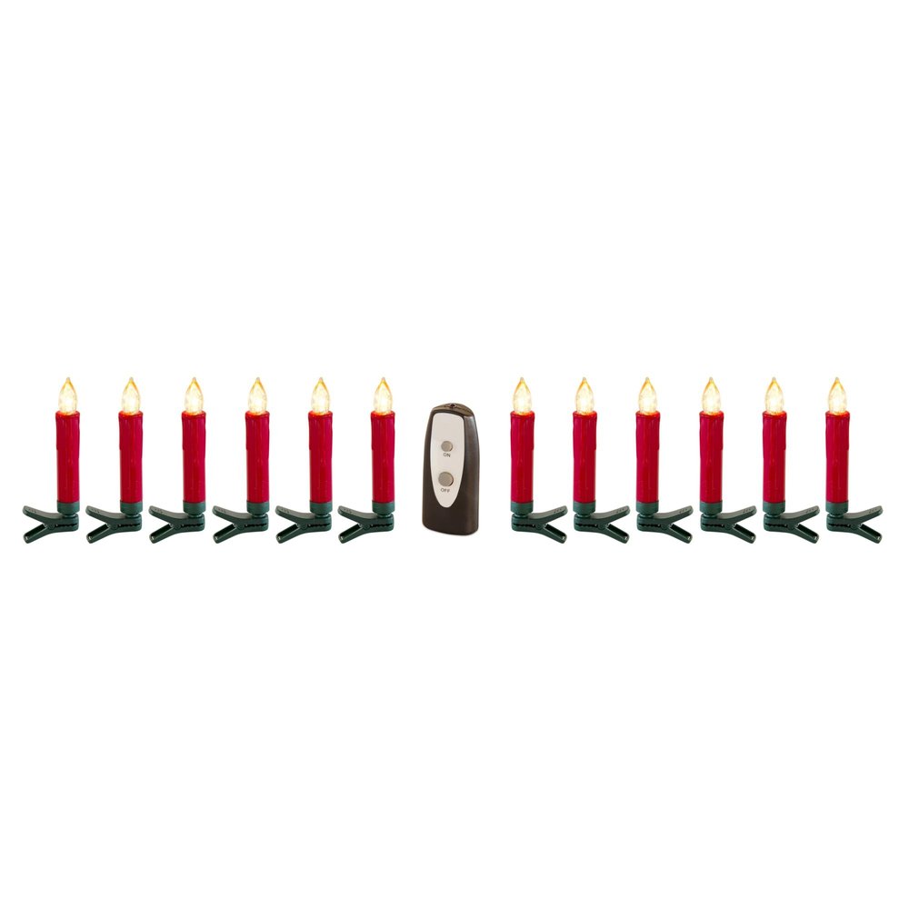 Set of Twentyfour Red Flameless Christmas Clip on Taper Candle