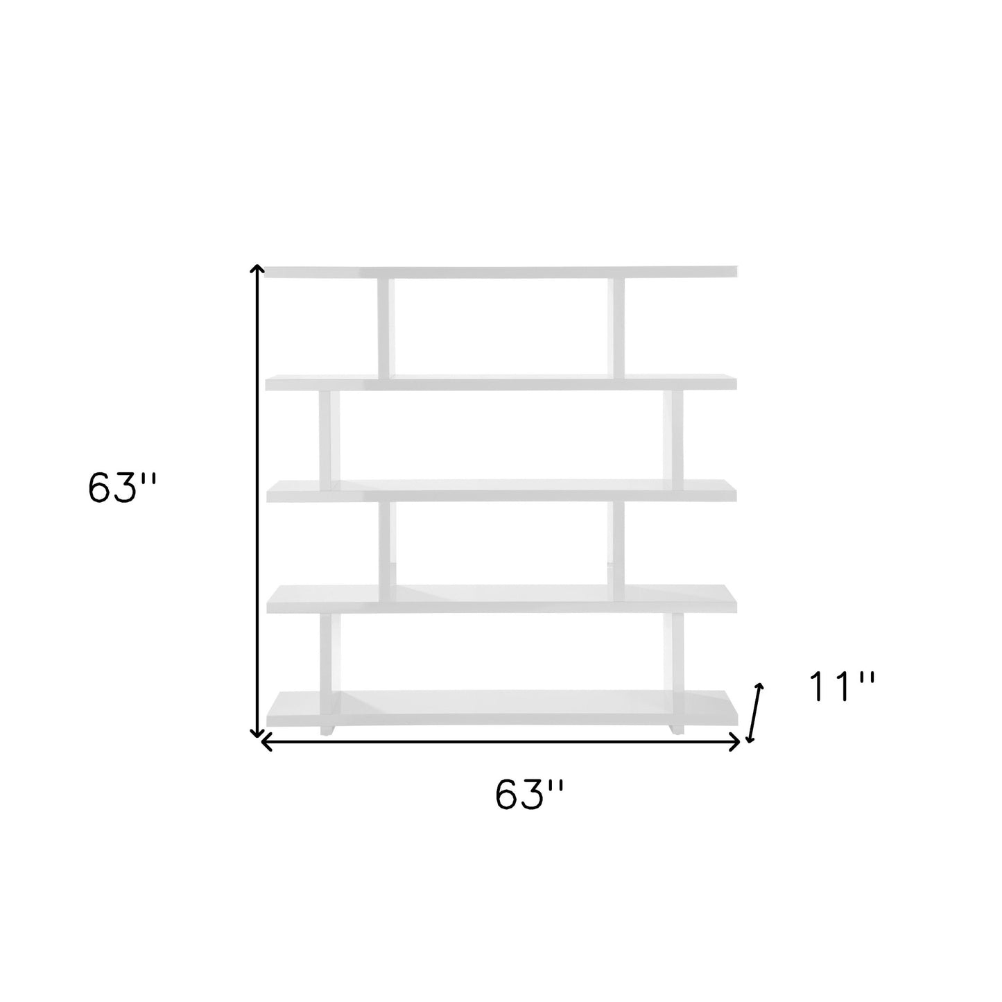 White Wood Five Tier Bookcase