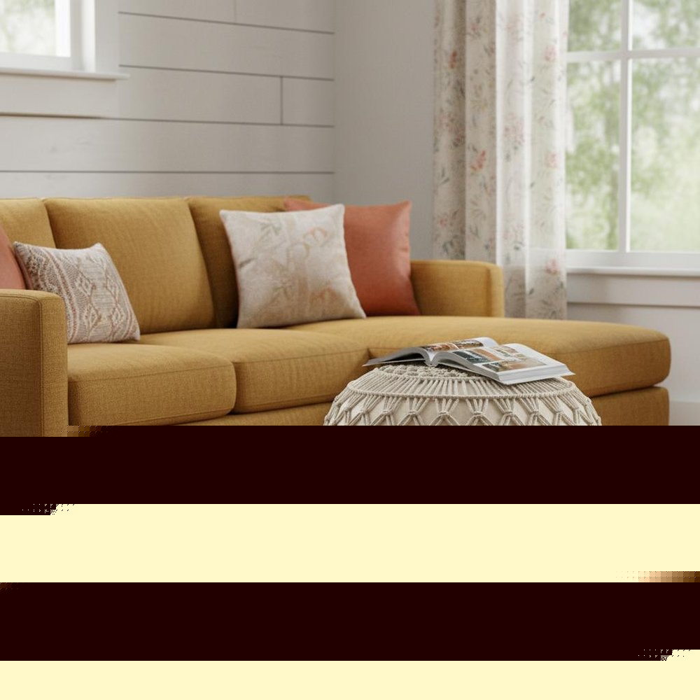 20" Cream Cotton Tufted Round Geometric Pouf Ottoman