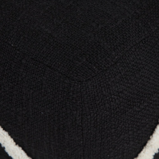 18" Black Cotton Geometric Pouf Ottoman