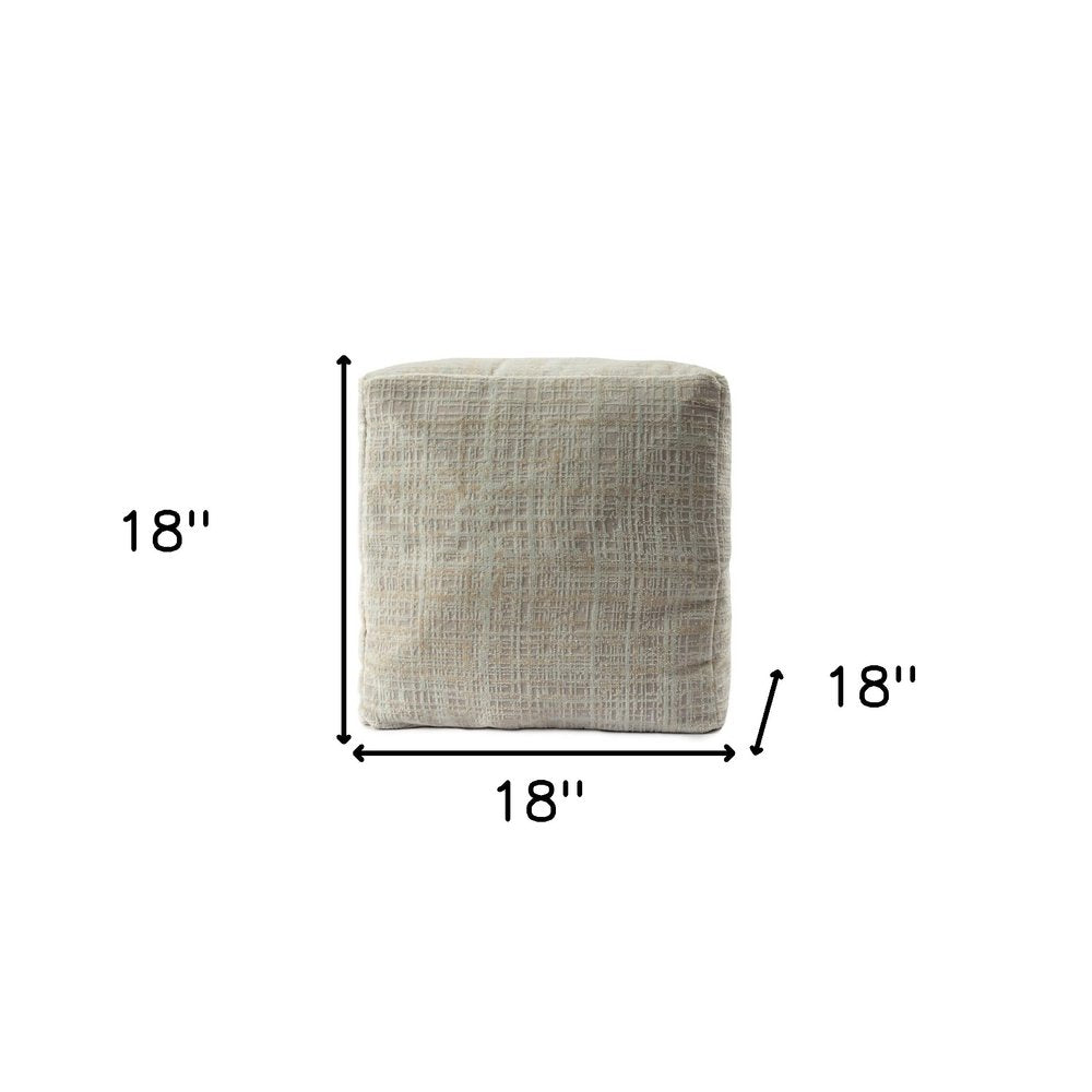 18" Beige Abstract Pouf Ottoman