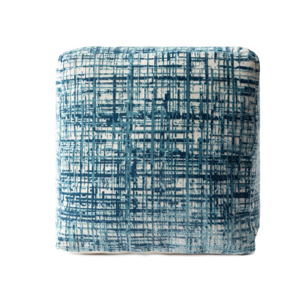 18" Beige Abstract Pouf Ottoman