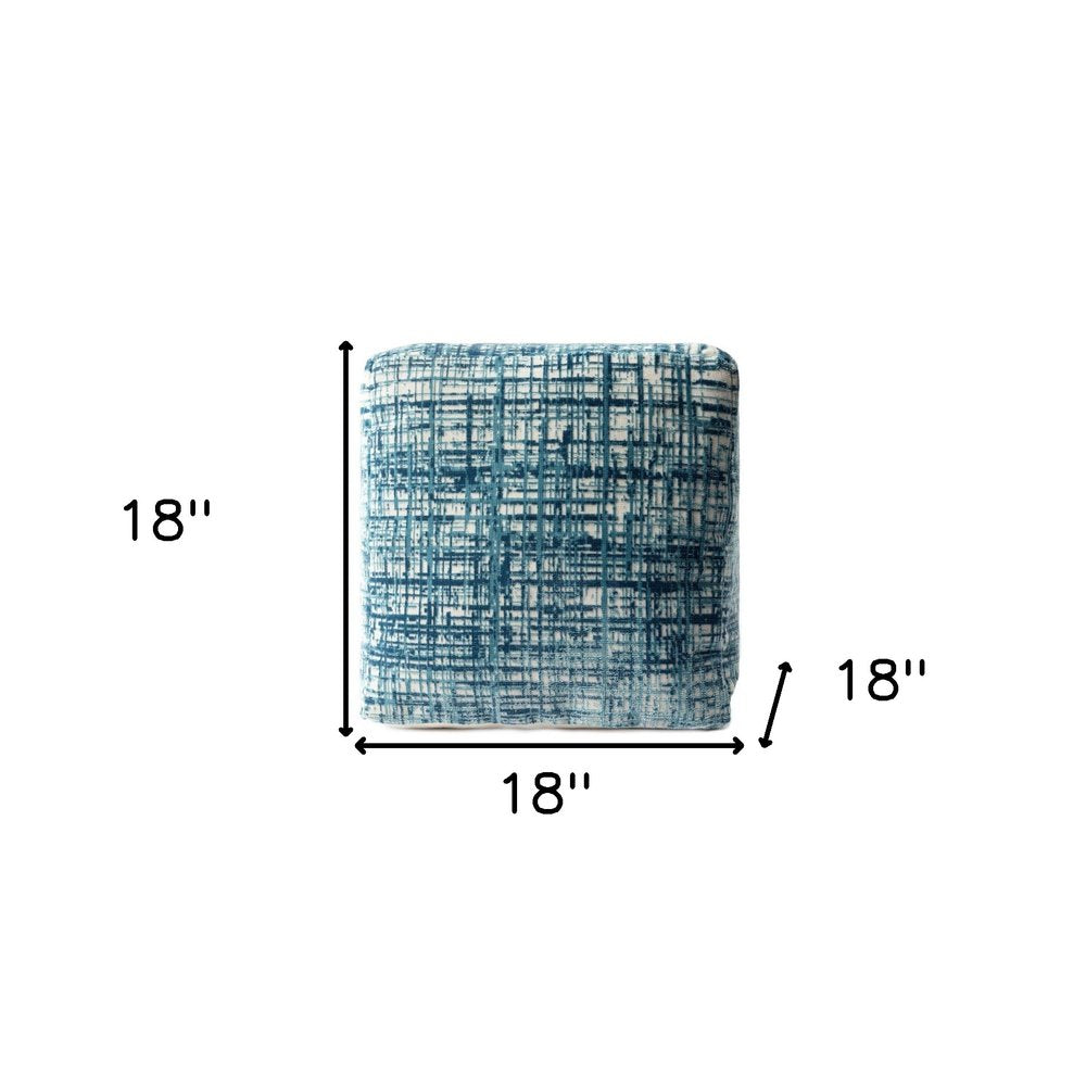 18" Beige Abstract Pouf Ottoman