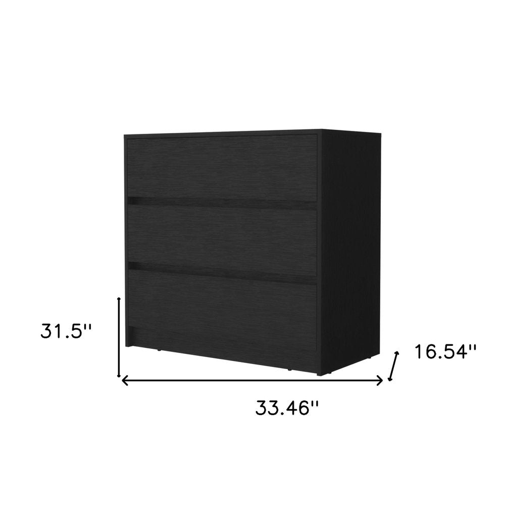 33" Black Three Drawer Dresser
