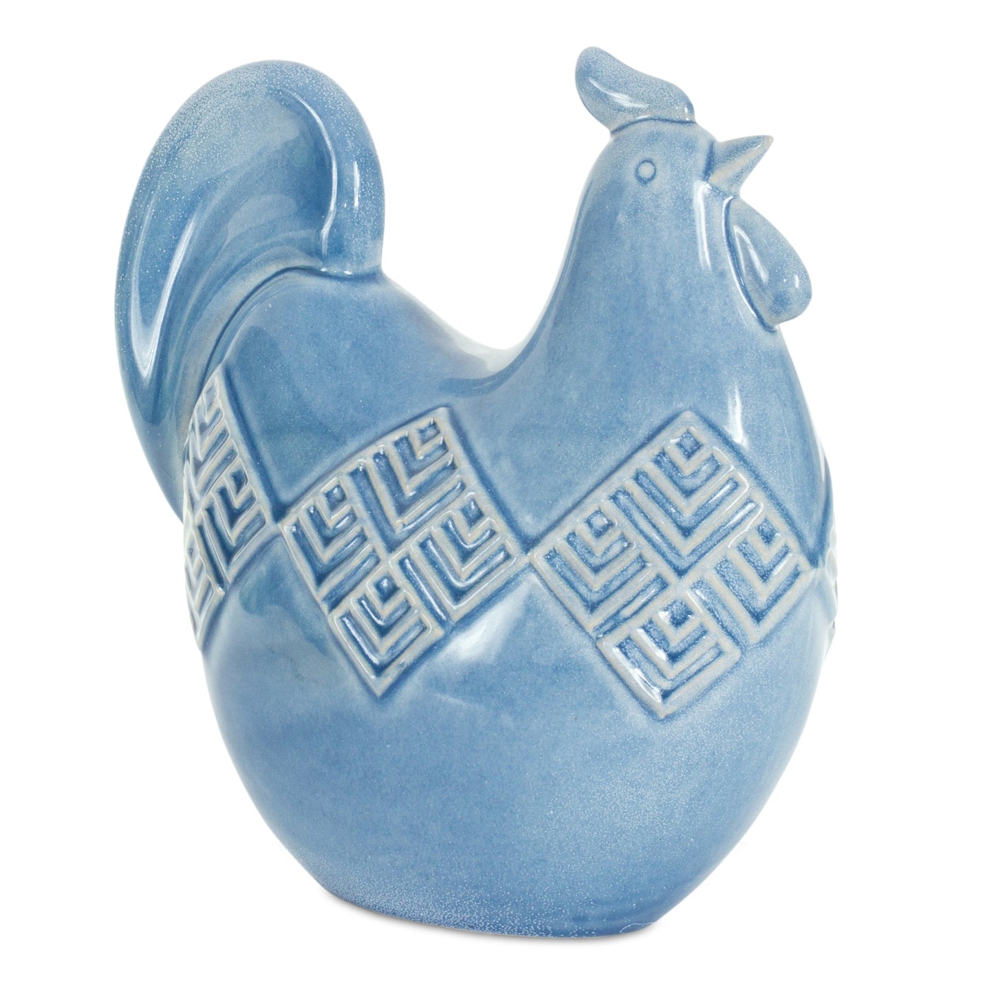 Set of Two Blue Ceramic Chicken Figurines
