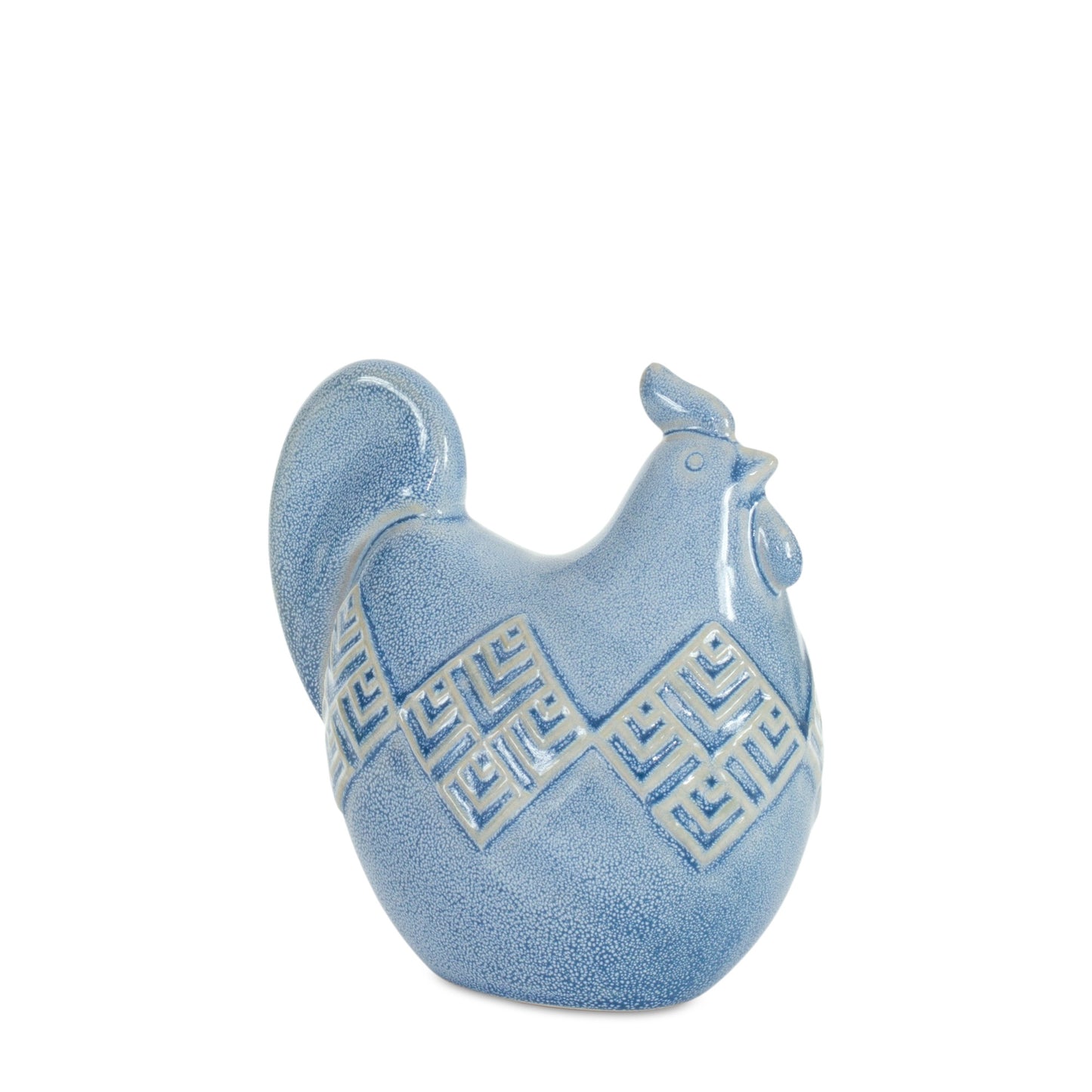 Set of Two Blue Ceramic Chicken Figurines