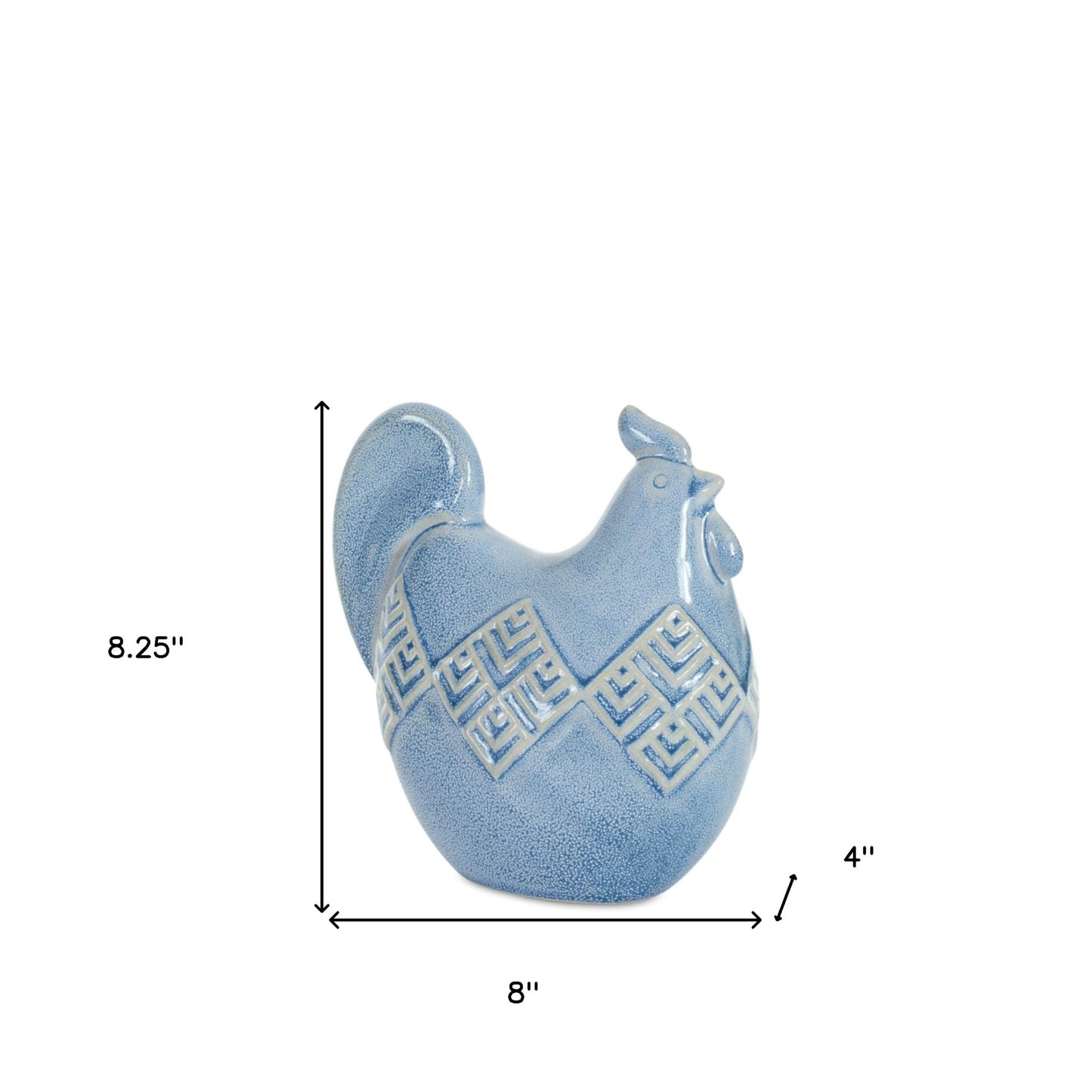 Set of Two Blue Ceramic Chicken Figurines
